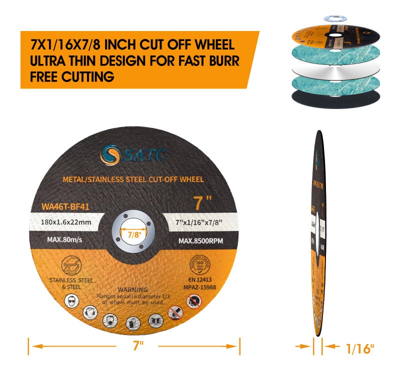 S SATC 7" Cutting Wheel 25 PCS Metal Cutting Blade 7 x 1/16 x 7/8 inch Cutting Disc Die Grinder Disc Fits Angle Grinder Air Tool - Image 2