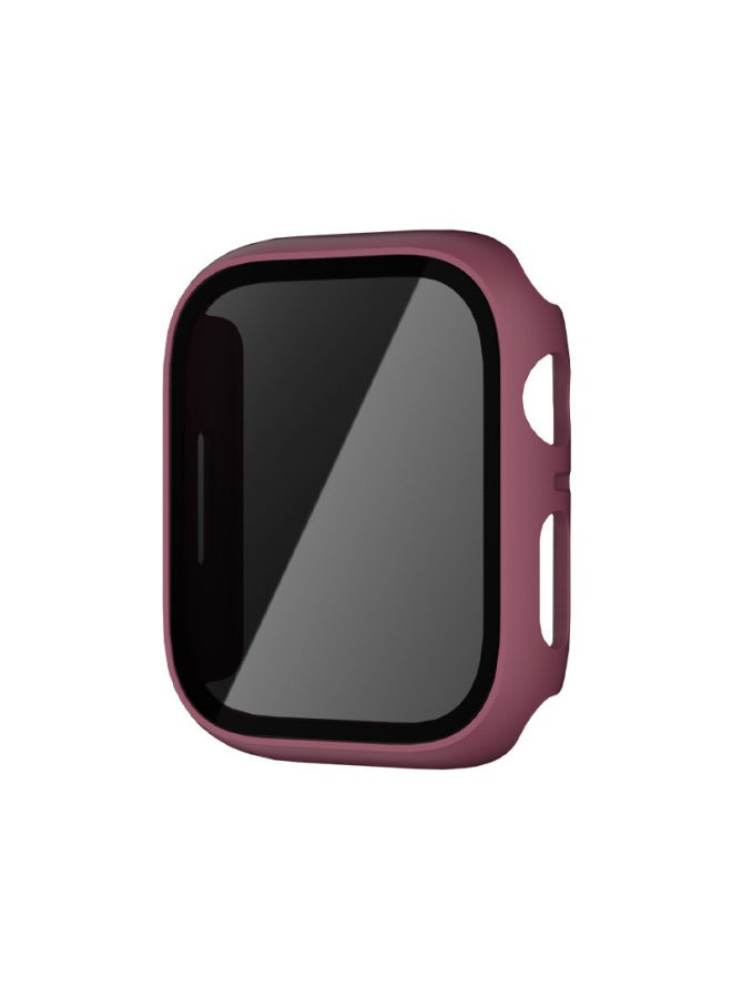 Suitable For Apple For Iphone876 Watch Anti-peep Case IWatch4541mm Tempered Case Film Integrated Protective Case-Color:Wine Red-Exterior Dimension:44mm