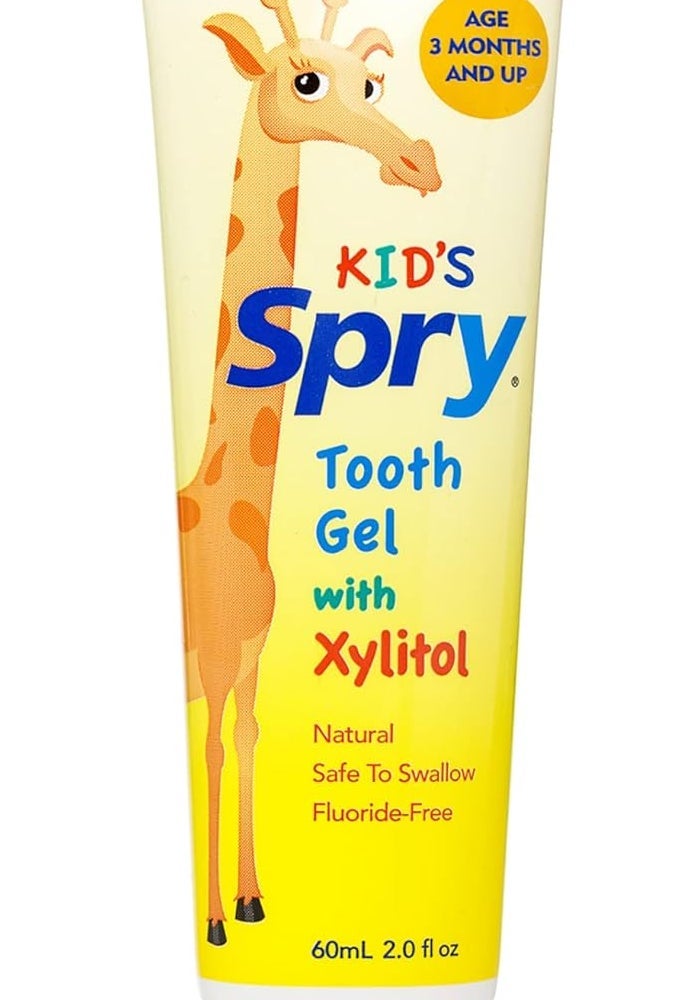 Spry Natural Xylitol Tooth Gel for Kids - Fluoride Free Strawberry Banana Flavor, 60ml - Image 1