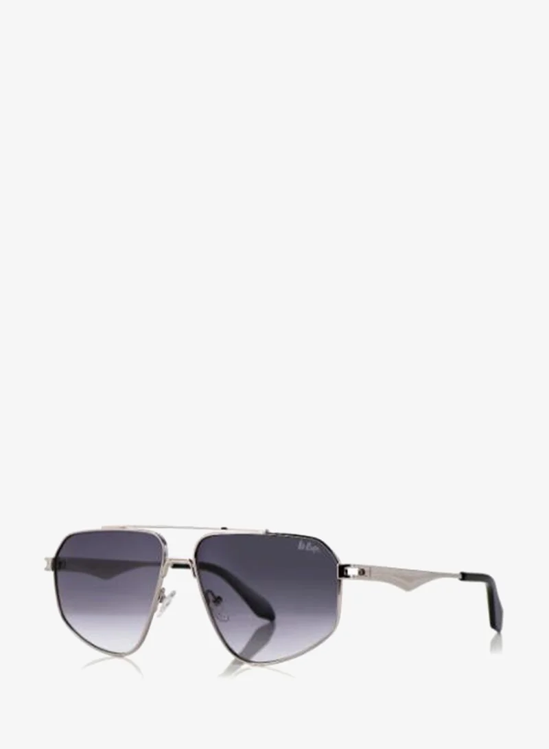 لي كوبر Polarized Sunglasses Silver Frame Gradient Grey Mirror Lens 60mm  - LCU10243C2