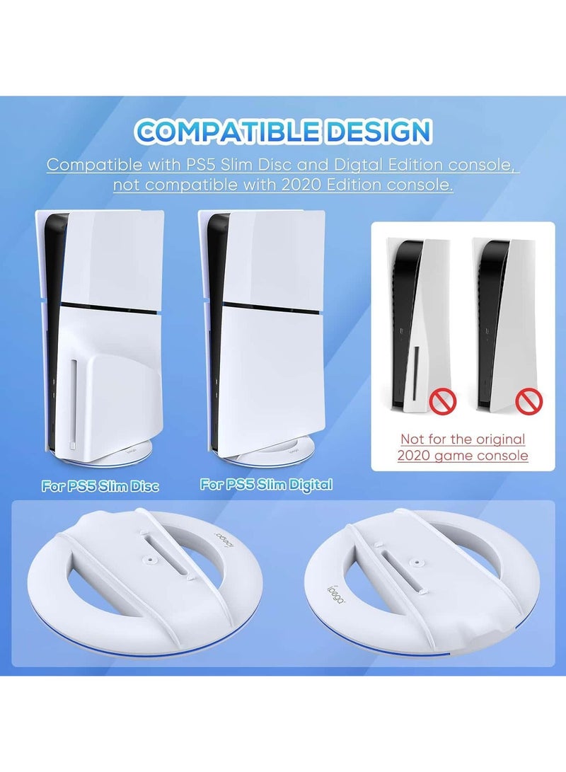 Ipega Vertical Stand for PS5 Slim Console Disc and Digital with Screw, Base Stand Replacement for Playstation 5 Slim Console, White - Image 2