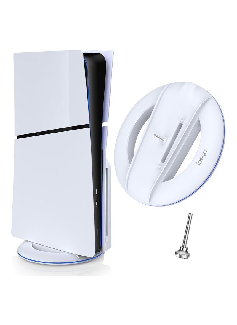 Ipega - Vertical Stand for PS5 Slim Console Disc and Digital with Screw, Base Stand Replacement for Playstation 5 Slim Console, White - Image 1