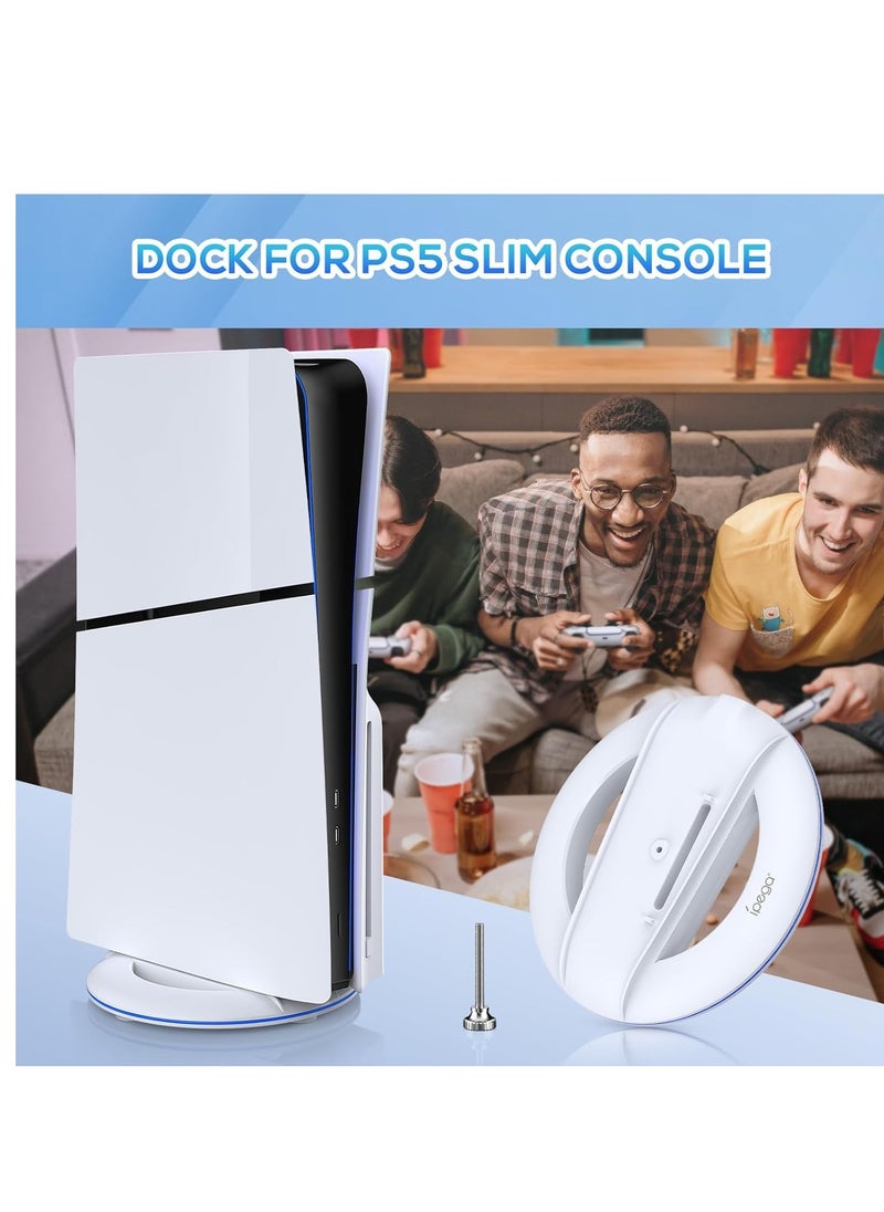 Ipega - Vertical Stand for PS5 Slim Console Disc and Digital with Screw, Base Stand Replacement for Playstation 5 Slim Console, White - Image 1