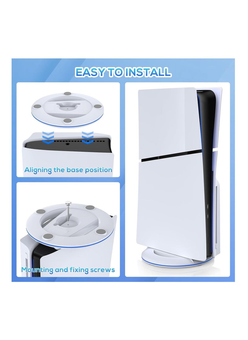 Ipega - Vertical Stand for PS5 Slim Console Disc and Digital with Screw, Base Stand Replacement for Playstation 5 Slim Console, White - Image 1
