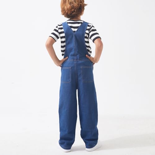 GRANDWISH Boys Bib Denim Overalls with Adjustable Straps Kids Jean Overalls Blue Size 10 - Image 3
