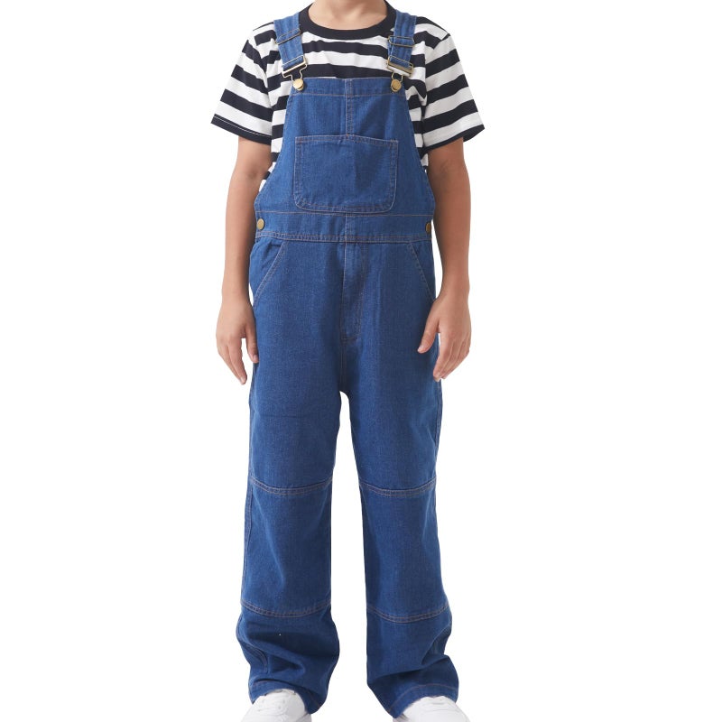 GRANDWISH Boys Bib Denim Overalls with Adjustable Straps Kids Jean Overalls Blue Size 10 - Image 2