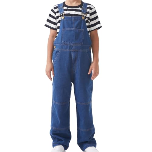 GRANDWISH Boys Bib Denim Overalls with Adjustable Straps Kids Jean Overalls Blue Size 10 - Image 1