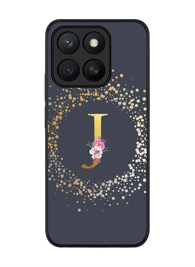 Stylizedd For Honor X8c Case,Slim fit Camera Protection, Shockproof Thin Phone cover  - Custom Monogram Floral - J  (Grey )