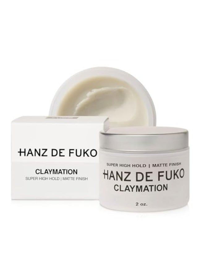 Hanz de Fuko Claymation – Premium Men’s Hair Styling Clay – Super High Hold, Matte Finish – Certified Organic Ingredients, 2 oz - Image 1