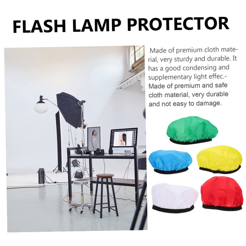 White Yellow Round Cloth Lampshades 5 Pack Flash Light Diffuser Covers Easy Install Soft Eye Friendly - Image 3