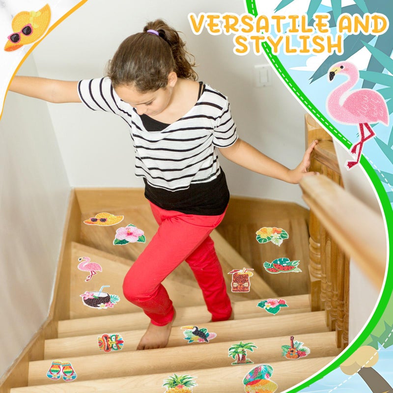 Fullhawl 30 Pcs Hawaii Non Slip Bathtub Stickers Colorful Hawaii Anti Slip Shower Stickers Shower Floor Nonslip Sticker Applique Adhesive Decals Treads with Scraper for Bathtub Bathroom Floor - Image 5