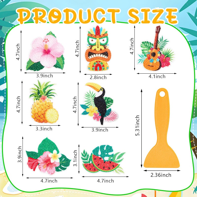 Fullhawl 30 Pcs Hawaii Non Slip Bathtub Stickers Colorful Hawaii Anti Slip Shower Stickers Shower Floor Nonslip Sticker Applique Adhesive Decals Treads with Scraper for Bathtub Bathroom Floor - Image 2