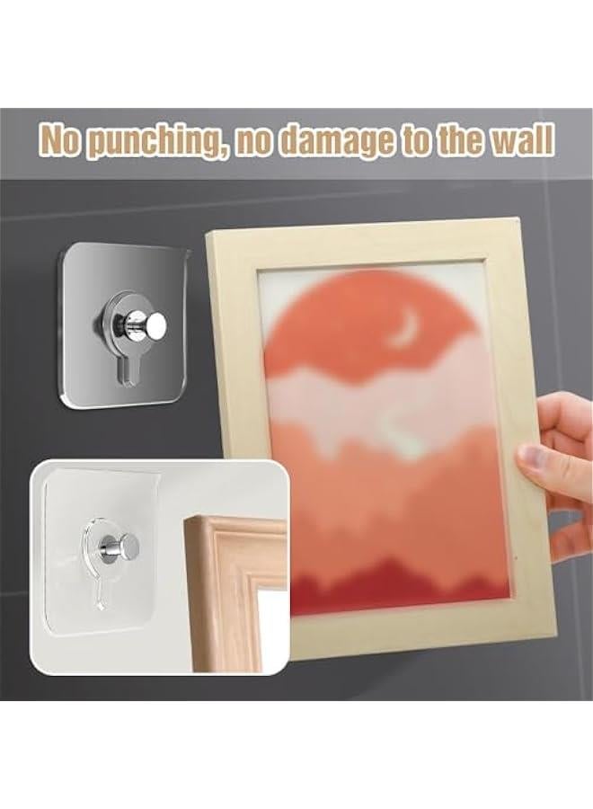 Drill Free Adhesive Hooks,Upgraded Picture Hangers Without Nails,Adhesive Wall Mount Screw Hooks for Hanging,Nail Free Wall Hangers for Kitchen, Bathroom (6 PCS, 2.75 * 2.75 inch)  - Image 2