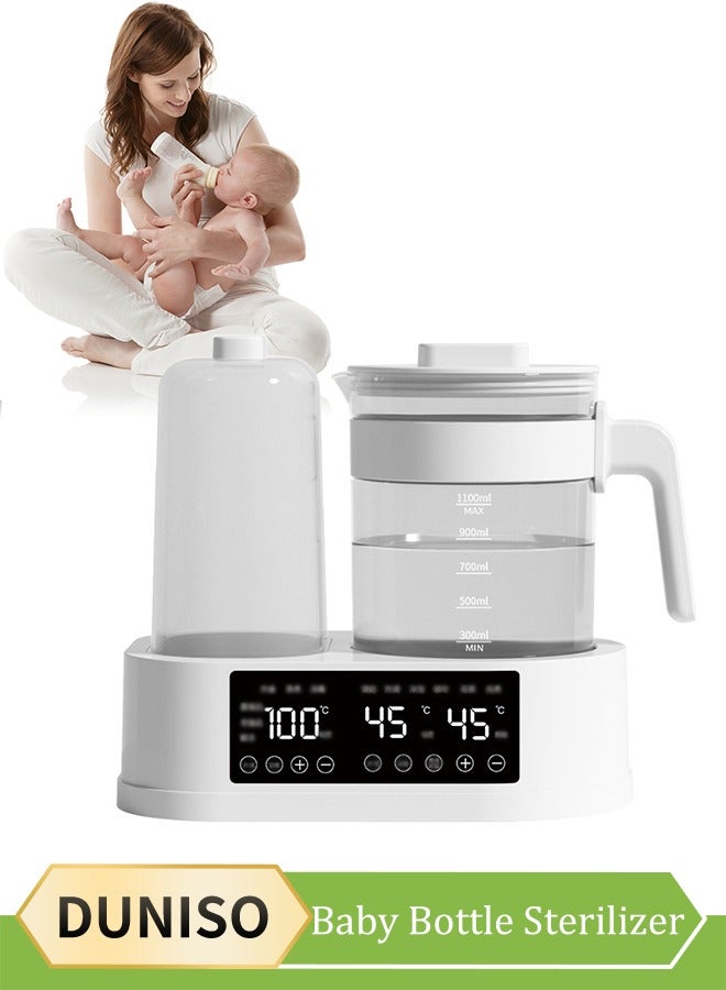 DUNISO 13 in 1 Multifunctional Baby Bottle Sterilizer, portable dual bottle heater, electric baby water bottle machine, automatic constant temperature, can disinfect, thaw and heat, 1.3L - Image 1