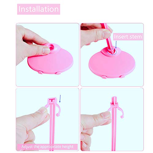 APOHALO 10 Pcs Doll Display Holders - Mini Stand for 11-13 Inch Dolls & Action Figures - Pink - Image 5