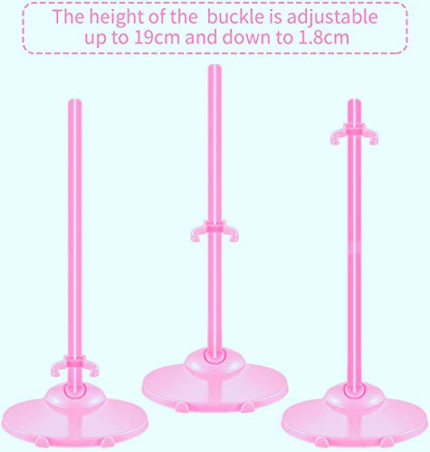 APOHALO 10 Pcs Doll Display Holders - Mini Stand for 11-13 Inch Dolls & Action Figures - Pink - Image 3