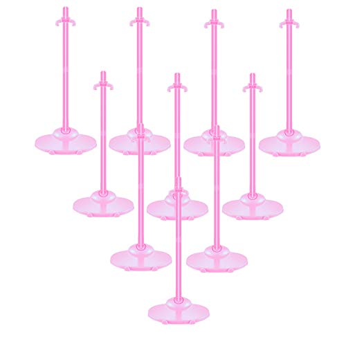 APOHALO 10 Pcs Doll Display Holders - Mini Stand for 11-13 Inch Dolls & Action Figures - Pink - Image 1