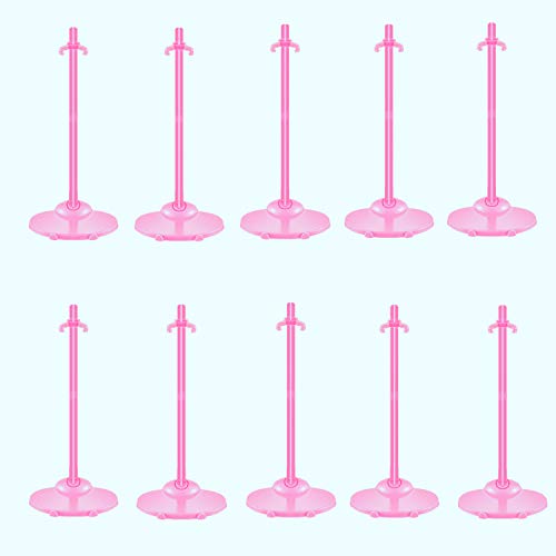 APOHALO 10 Pcs Doll Display Holders - Mini Stand for 11-13 Inch Dolls & Action Figures - Pink - Image 2