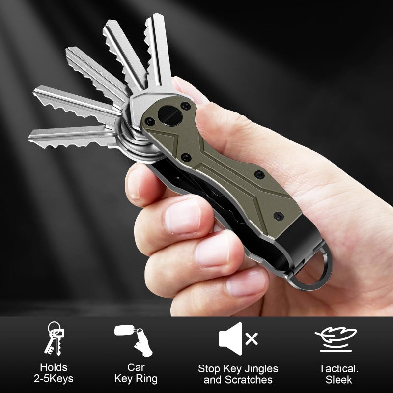 TUXON Key Organizer Tactical Innovative Keychain Compact Keys Organizer Key Chain Smart Keyholder Secures 2-6 Keys (BROWN) - Image 2
