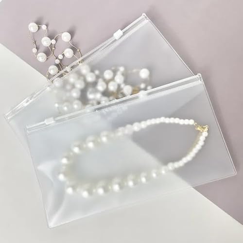 Nibbler 15 Pcs Jewellery Organiser, Transparent Clear Zip Lock Pouch Storage Care for Earring, Ring, Stone, Necklace, Multipurpose Use (Transparent) (21x13 cm) - Image 1