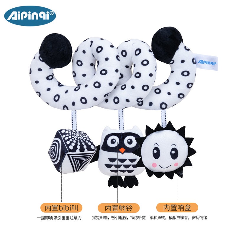 AIPINQI Bestselling Cartoon Animal Baby Bed Mobile with Rattles - Black & White Bee, Ladybug, Owl, Cow, Deer, Zebra Options - Image 5