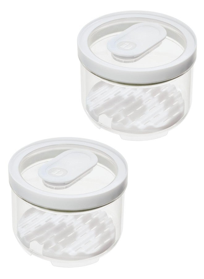 إنترديزاين صندوق تخزين صغير دائري للثلاجة من iDesign مع صينية تصريف قابلة للإزالة وغطاء - طقم من قطعتين - شفاف - Image 1