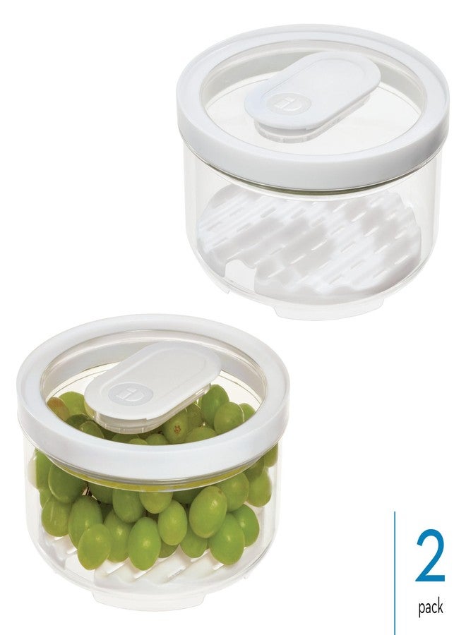 إنترديزاين صندوق تخزين صغير دائري للثلاجة من iDesign مع صينية تصريف قابلة للإزالة وغطاء - طقم من قطعتين - شفاف - Image 2