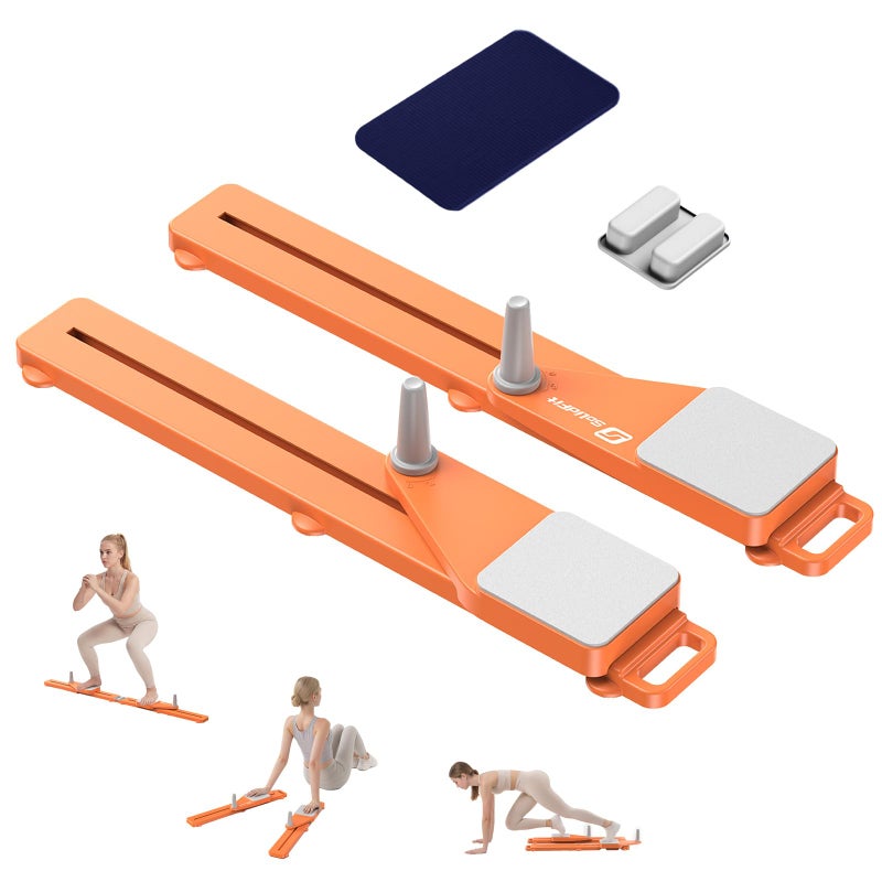 SolidFit Pliates Board - 3-in-1 Space-Saving Pilates Board for Home Workout Multifunctional Anti-slip Portable Pilates Reformer Ab Trainer Machine Balance Board Indoor/Outdoor Full Body Workout Orange - Image 1