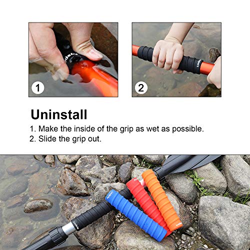 Ayaport Kayak Paddle Grips Non-Slip Silicone Wraps Blister Prevention Kayaking Accessories for Take-Apart Paddles (Blue) - Image 5