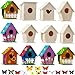 Sawysine 107 Pcs DIY Birdhouse Kits for Kids Ages 58 812 48 Wooden Bird House Kits in 6 Shapes and 57 Butterfly Sticker for Children Spring Craft Activity Art DIY ProjectCute Style - Image 4
