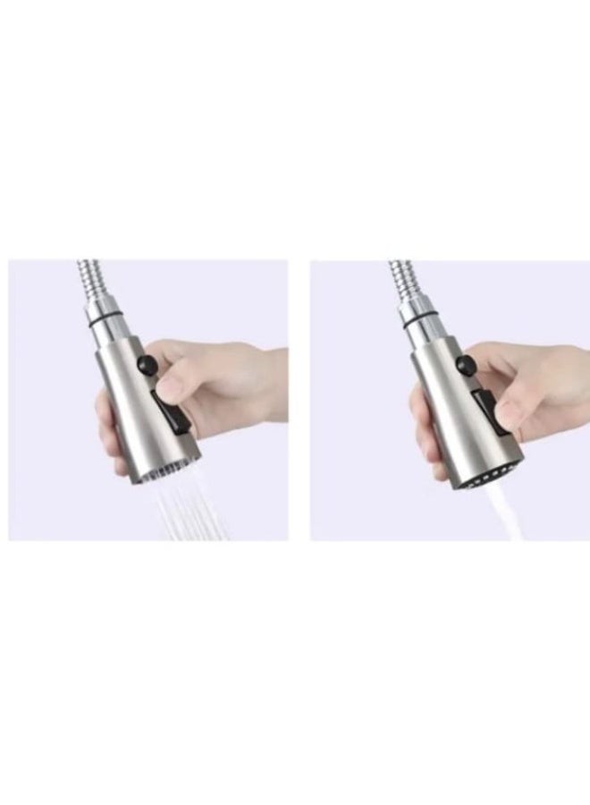 حنفية مطبخ متعددة الوظائف برأس رشاش قابلة للسحب بـ3 أنماط تدفق (Stream، Spray، Blade) تصميم كروم أنيق مناسبة للمطبخ والغسيل والبار والكرفان - Image 3