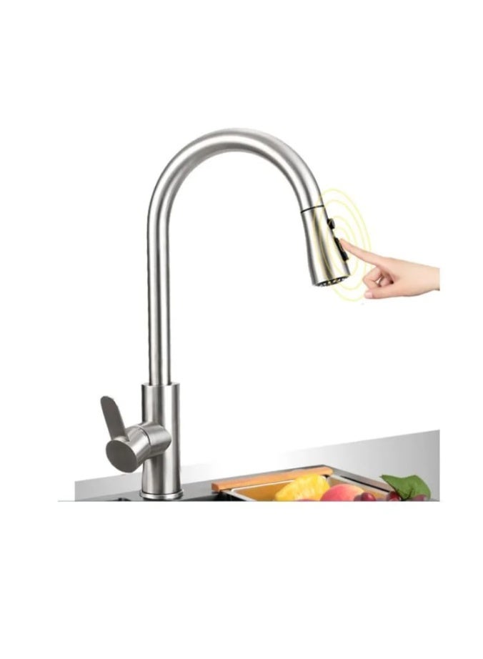 حنفية مطبخ متعددة الوظائف برأس رشاش قابلة للسحب بـ3 أنماط تدفق (Stream، Spray، Blade) تصميم كروم أنيق مناسبة للمطبخ والغسيل والبار والكرفان - Image 2