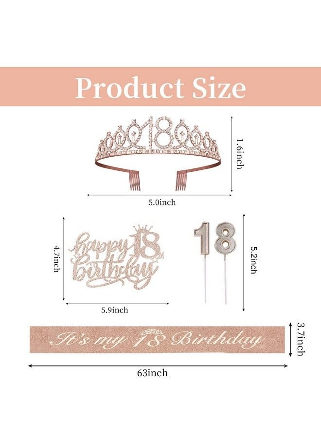 Generic - 18Th Birthday Decorations For Girls, Including 18Th Birthday Sash, Crown/Tiara,Candles,Cake Toppers. 18Th Birthday Gifts For Girls, 18Th Birthday Party Decorations, 18 Birthday Decorations For Girls - Image 1