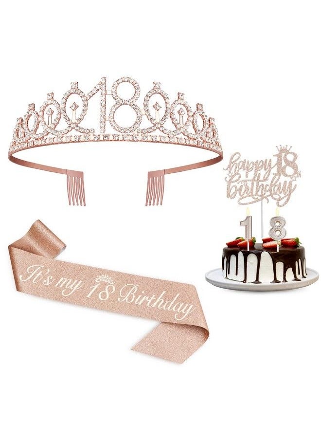 Generic - 18Th Birthday Decorations For Girls, Including 18Th Birthday Sash, Crown/Tiara,Candles,Cake Toppers. 18Th Birthday Gifts For Girls, 18Th Birthday Party Decorations, 18 Birthday Decorations For Girls - Image 1