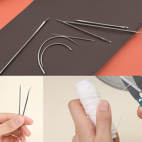 Ftyiwu Waxed Thread, Upholstery Needle and Thread 32 Yards with 7PCS Hand Sewing Needles for Home Upholstery Carpet Canvas Repair Leather Sewing (White) - Image 4