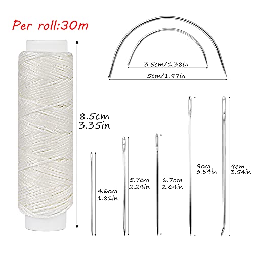 Ftyiwu Waxed Thread, Upholstery Needle and Thread 32 Yards with 7PCS Hand Sewing Needles for Home Upholstery Carpet Canvas Repair Leather Sewing (White) - Image 2