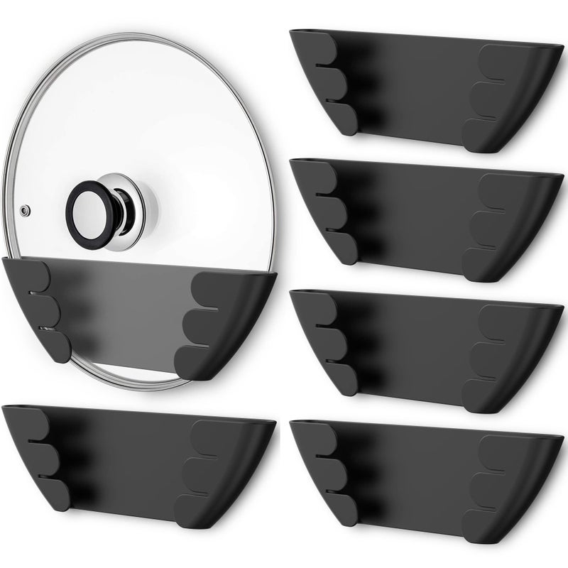 Niceyos Universal Pot Lid Organizer for Cabinet - Upgraded Patented Niceyos 6 Pack Pan Lids Organizers Inside Door Wall Mount Pots Top Storage Rack Holder Kitchen, Fits 6" to 13" (Black) - Image 1