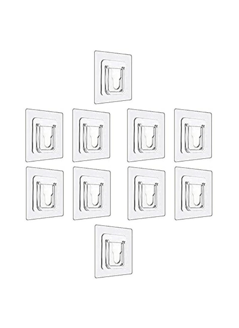 NEW WARE Self Adhesive Heavy Duty HooksTransparent Sticky Wall Hooks Hangers with 10 kg Load CapacityPack of 10