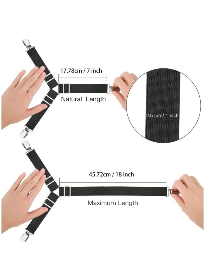 Bed Sheet Fasteners, 4 PCS Adjustable Triangle Elastic Suspenders Gripper Holder Straps Clip for Bed Sheets,Mattress Covers, Sofa Cushion  - Image 3