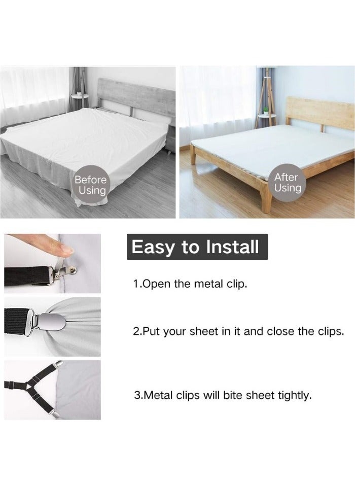 Bed Sheet Fasteners, 4 PCS Adjustable Triangle Elastic Suspenders Gripper Holder Straps Clip for Bed Sheets,Mattress Covers, Sofa Cushion  - Image 4