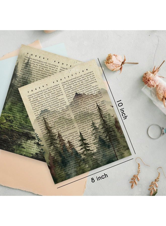 HRQKO Vintage Forest Mountain Wall Art Poster Prints Set of 4, Mountain Wall Decor, Watercolor Landscape Artwork Printing Posters Wall Decor, Forest Wall Art Prints for Living Room 8”x10” Unframed - Image 3