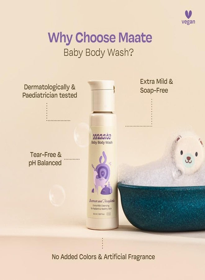 Maate Baby Body Wash | With Ayurvedic Herbs Beetroot, Manjistha & Neem extracts | Body Wash for Dry & Sensitive Skin | Natural & Vegan | Tear-free & pH Balanced | Soap Free (50ml (Pack of 1)) - Image 4