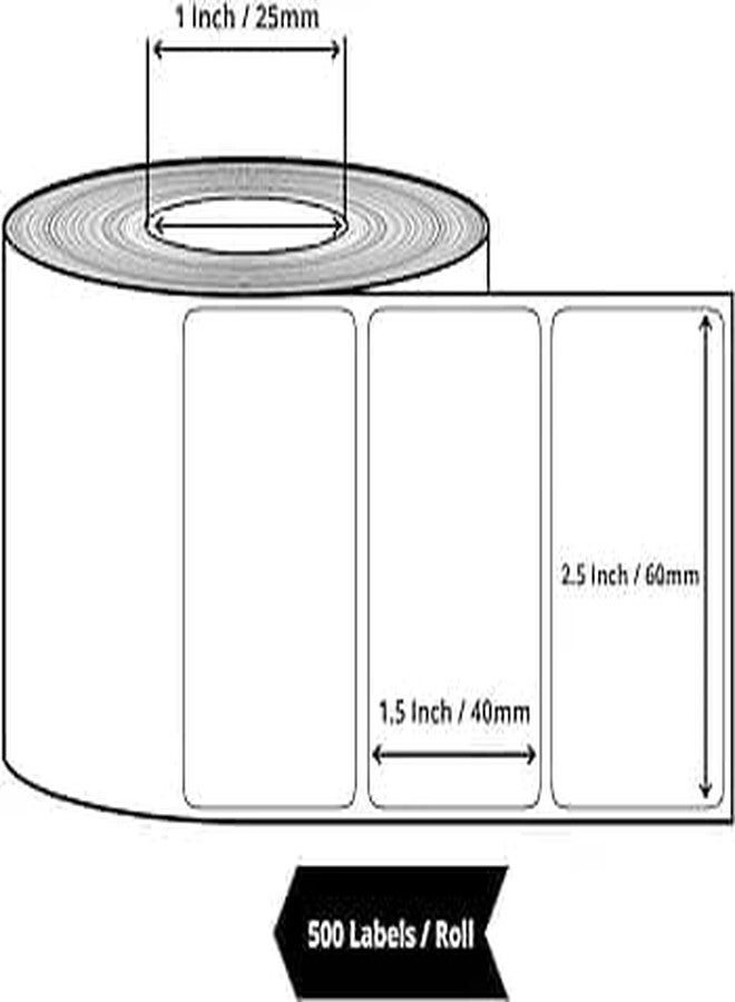 Sehgal Store 60x40 Direct Thermal Barcode Label Sticker - 2.5 x 1.5 inches - 60mm x 40mm - 500 Labels Per Roll - White Self Adhesive Sticker for Printing Barcoding (Pack of 1) - Image 3
