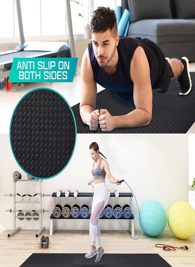 Yes4All Interlocking Exercise Foam Mats with Border – Floor for Gym Equipment Eva Tiles - Image 5