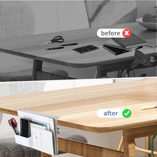 osseph Desk Side Storage, Side Desk Laptop Holder with Anti-Scratch Pad & Magnetic Pen Holder, No Drill Under Table Laptop Mount Fits Flat Edge 0.3" to 2.3" - Image 2