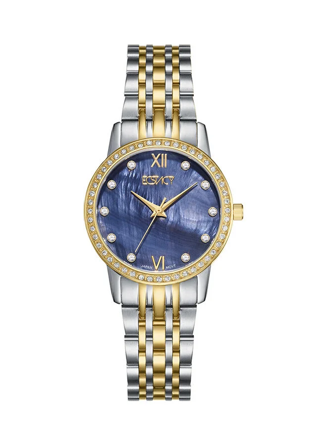 ECSTACY Ecstacy Women's Japan Quartz Movement Watch, Analog Display and Stainless Steel Strap - E9517-TBTMB, Gold