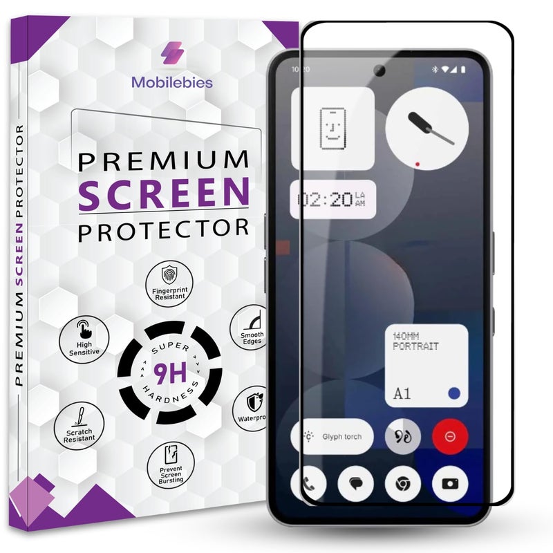Mobilebies Premium Tempered Glass Screen Protector Guard Compatible For Nothing Phone 3A Pro/Nothing Phone 3A (6.77 Inch, Pack of 1) | Edge to Edge Coverage With Easy to installation kit - Image 1