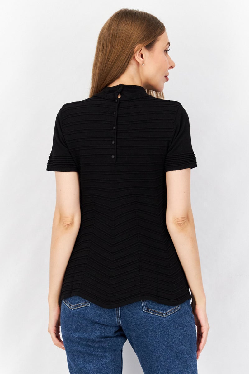 TWINSET Women Crew Neck Short Sleeve Knitted Sweaters, Black - Image 2