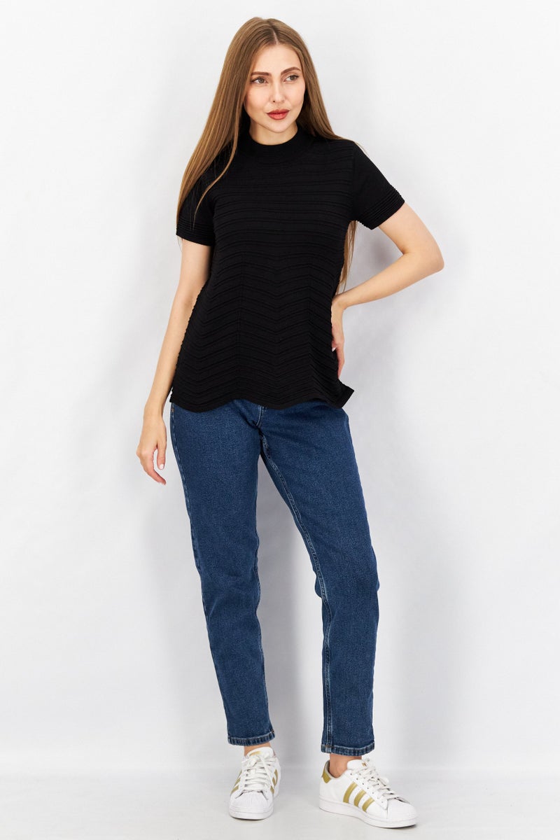 TWINSET Women Crew Neck Short Sleeve Knitted Sweaters, Black - Image 4