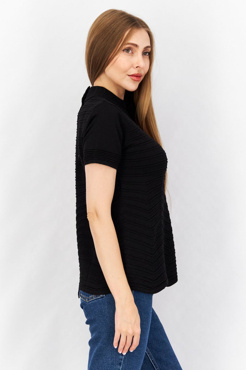 TWINSET Women Crew Neck Short Sleeve Knitted Sweaters, Black - Image 3